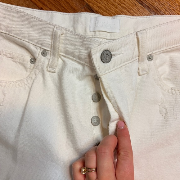 Boyish Billy High Waisted White Distressed Straight Leg High Rise Jeans 28 - Picture 7 of 12